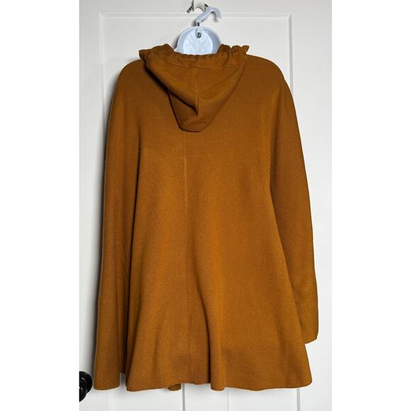 Patricia Nash Boho Button Hooded Cape Poncho Coat Jacket Tassels Flowy OS Brown - Picture 2 of 11